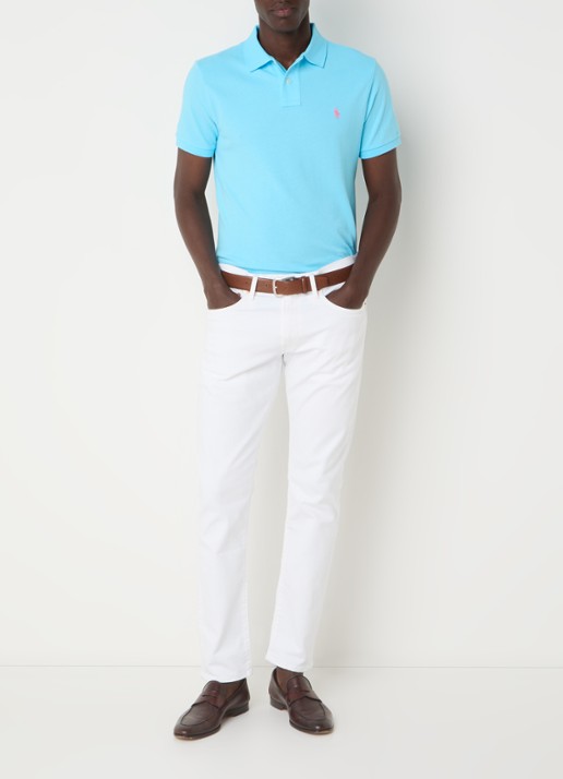 Ralph Lauren Custom slim fit polo van piqué katoen - voorkant 4 turquoise nova/c3664