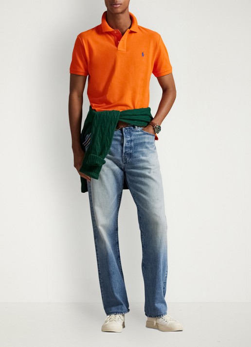 Ralph Lauren Custom slim fit polo van piqué katoen - voorkant 2 sailing orange/c7318