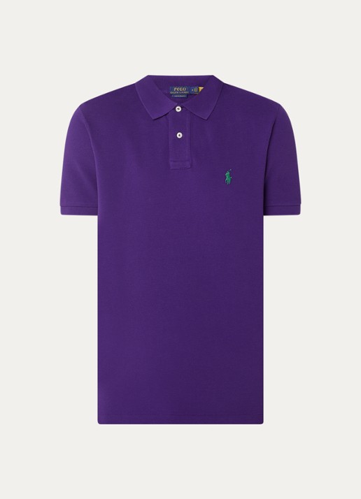 Ralph Lauren Custom slim fit polo van piqué katoen - voorkant 6 chalet purple/c5229