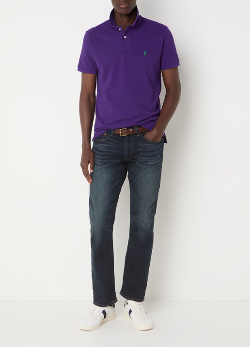 Ralph Lauren Custom slim fit polo van piqué katoen - voorkant 7 chalet purple/c5229