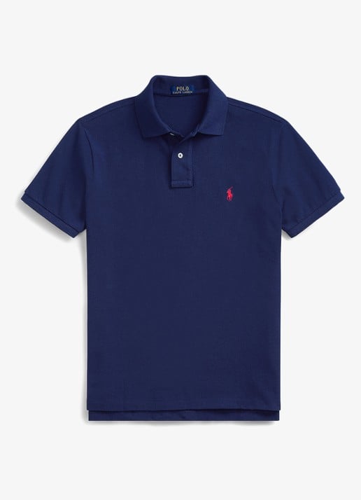 Ralph Lauren Custom slim fit polo van piqué katoen - voorkant 4 newport navy / blauw