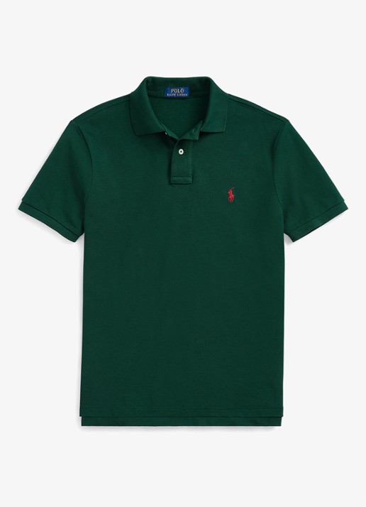 Ralph Lauren Custom slim fit polo van piqué katoen - voorkant 3 college green / groen