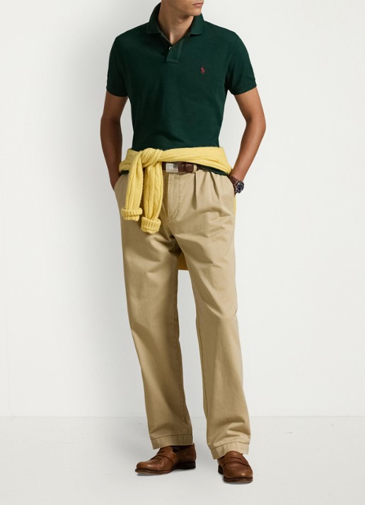 Ralph Lauren Custom slim fit polo van piqué katoen - voorkant 4 college green / groen