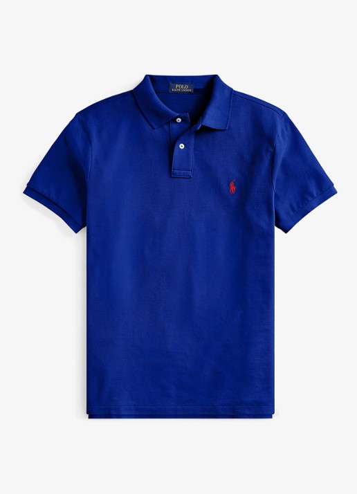 Ralph Lauren Custom slim fit polo van piqué katoen - voorkant 2 heritage royal/c3870