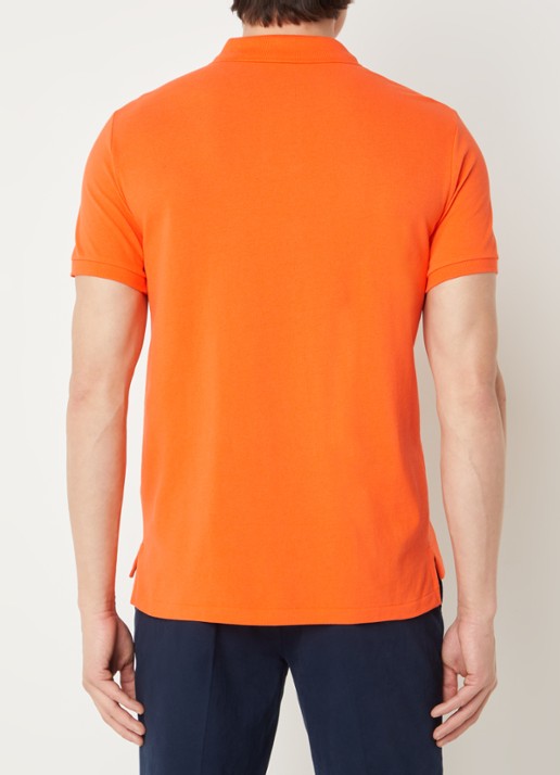 Ralph Lauren Custom slim fit polo van piqué katoen - achterkant 3 bright signal orange / oranje