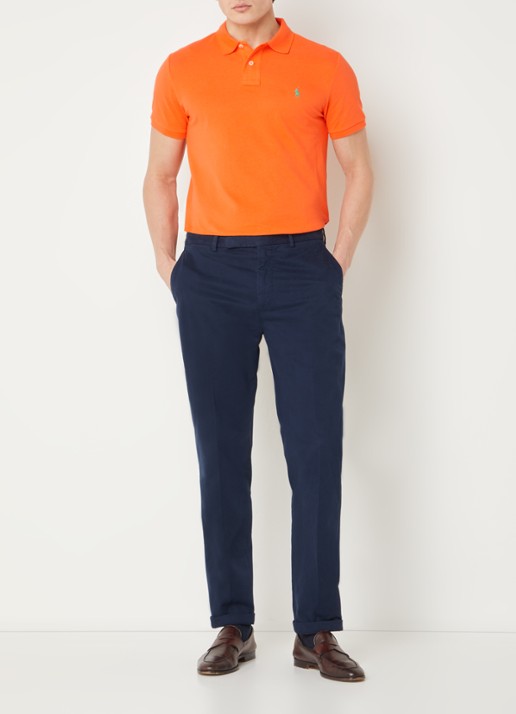 Ralph Lauren Custom slim fit polo van piqué katoen - voorkant 2 bright signal orange / oranje