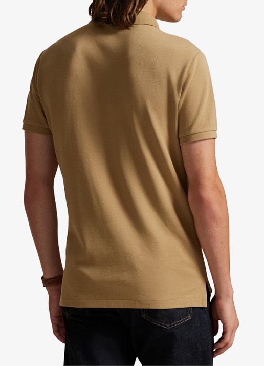Ralph Lauren Custom slim fit polo van piqué katoen - achterkant cafe tan / bruin