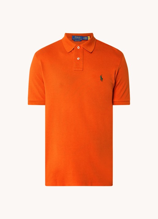 Ralph Lauren Custom slim fit polo van piqué katoen - voorkant 3 college orange / oranje