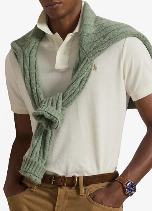 Ralph Lauren Custom slim fit polo van piqué katoen - detail 7 parchment cream / beige