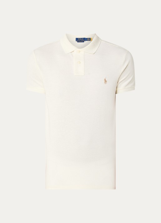 Ralph Lauren Custom slim fit polo van piqué katoen - voorkant 3 parchment cream / beige