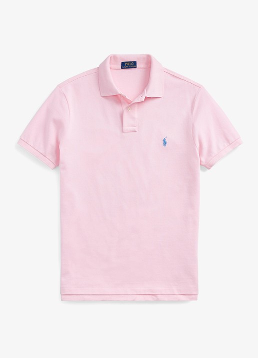 Ralph Lauren Custom slim fit polo van piqué katoen - voorkant 3 carmel pink / lichtroze