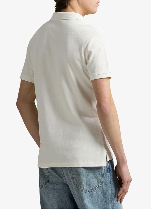 Ralph Lauren Custom slim fit polo van piqué katoen - achterkant pale cream / creme