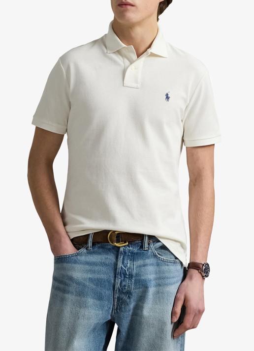 Ralph Lauren Custom slim fit polo van piqué katoen - detail 2 pale cream / creme