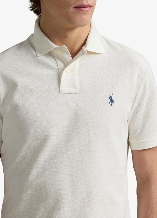 Ralph Lauren Custom slim fit polo van piqué katoen - detail 3 pale cream / creme