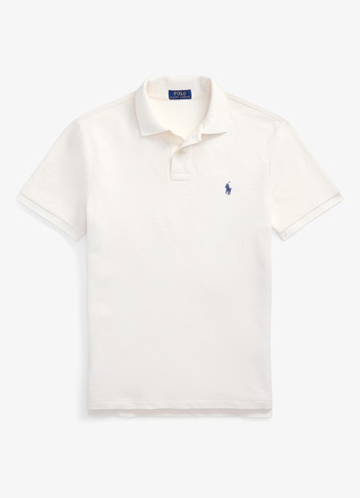 Ralph Lauren Custom slim fit polo van piqué katoen - voorkant 4 pale cream / creme