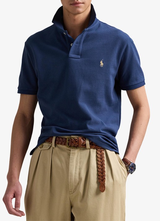 Ralph Lauren Custom slim fit polo van piqué katoen - detail 3 rustic navy / donkerblauw