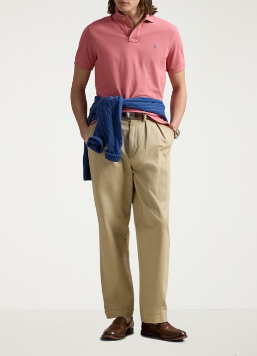 Ralph Lauren Custom slim fit polo van piqué katoen - voorkant 3 desert rose / roze