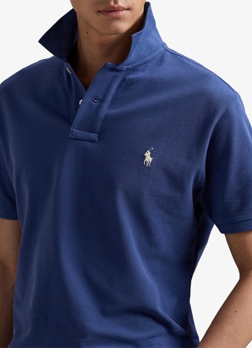 Ralph Lauren Custom slim fit polo van piqué katoen - detail 5 earth blue / blauw