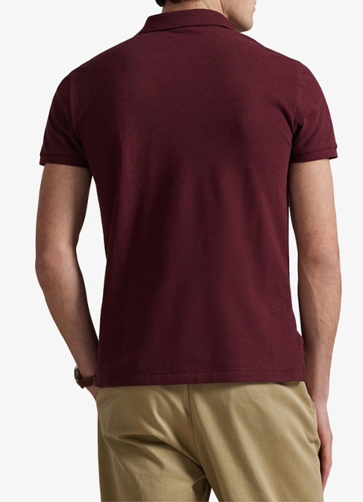 Ralph Lauren Custom slim fit polo van piqué katoen - achterkant spring wine heather / wijnrood