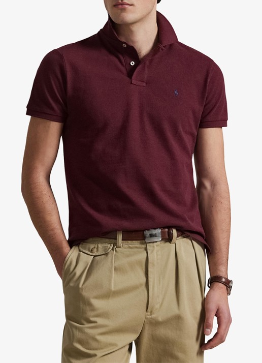 Ralph Lauren Custom slim fit polo van piqué katoen - detail 4 spring wine heather / wijnrood
