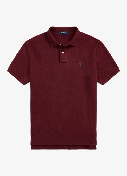 Ralph Lauren Custom slim fit polo van piqué katoen - voorkant 2 spring wine heather / wijnrood