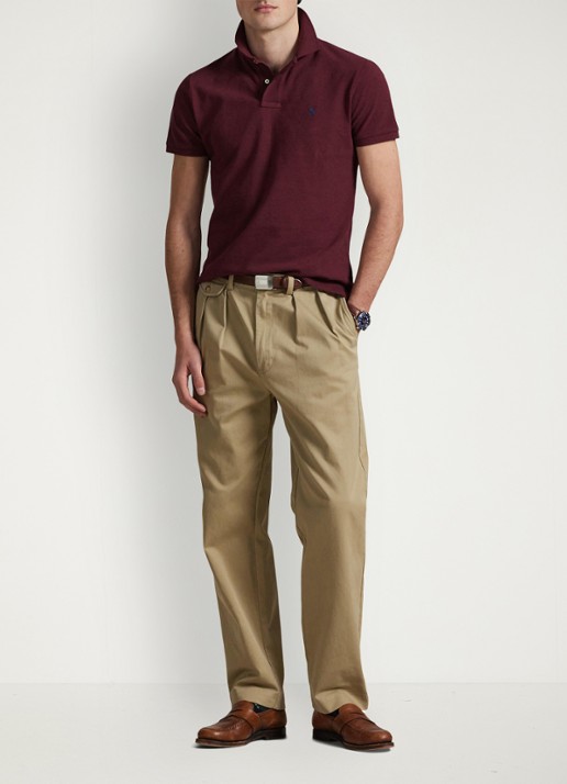 Ralph Lauren Custom slim fit polo van piqué katoen - voorkant 3 spring wine heather / wijnrood