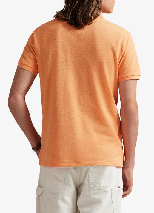 Ralph Lauren Custom slim fit polo van piqué katoen - achterkant pompano orange / oranje