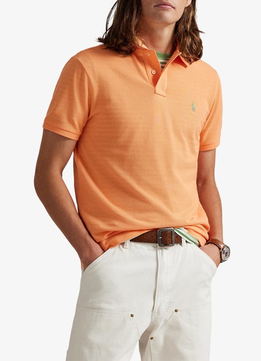 Ralph Lauren Custom slim fit polo van piqué katoen - voorkant 3 pompano orange / oranje