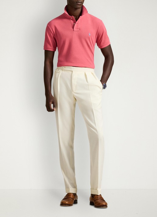 Ralph Lauren Custom slim fit polo van piqué katoen - voorkant 7 red sky - rood