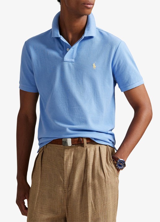 Ralph Lauren Custom slim fit polo van piqué katoen - detail 6 bristol blue - blauw