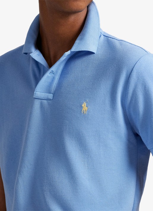 Ralph Lauren Custom slim fit polo van piqué katoen - detail 7 bristol blue - blauw