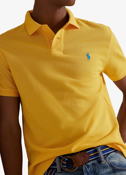 Ralph Lauren Custom slim fit polo van piqué katoen - detail 9 yellowfin/c7370