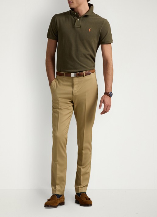 Ralph Lauren Custom slim fit polo van piqué katoen - voorkant 3 canopy olive