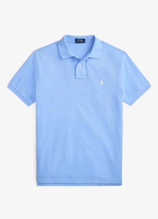 Ralph Lauren Custom slim fit polo van piqué katoen - voorkant 4 blue lagoon/c8125-zy9g