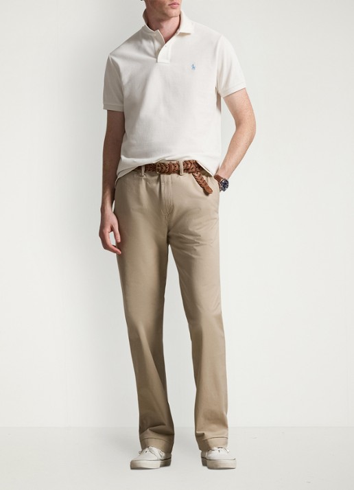 Ralph Lauren Custom slim fit polo van piqué katoen - voorkant 5 antique cream/c7114-zxw3