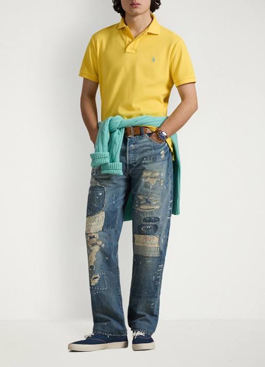Ralph Lauren Custom slim fit polo van piqué katoen - voorkant 2 sunfish yellow/c7109-zxvx
