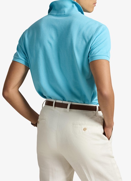 Ralph Lauren Custom slim fit polo van piqué katoen - achterkant perfect turquoise/c2240-zyv8