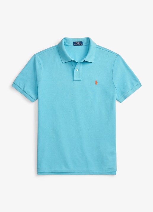 Ralph Lauren Custom slim fit polo van piqué katoen - voorkant 2 perfect turquoise/c2240-zyv8