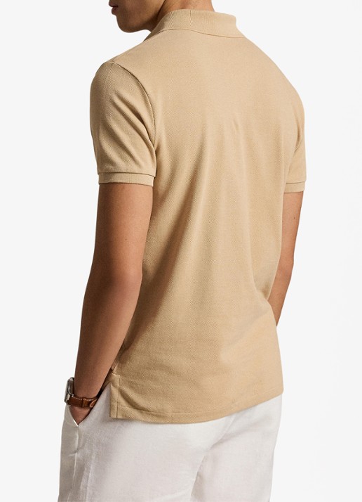 Ralph Lauren Custom slim fit polo van piqué katoen - achterkant vintage khaki / khaki