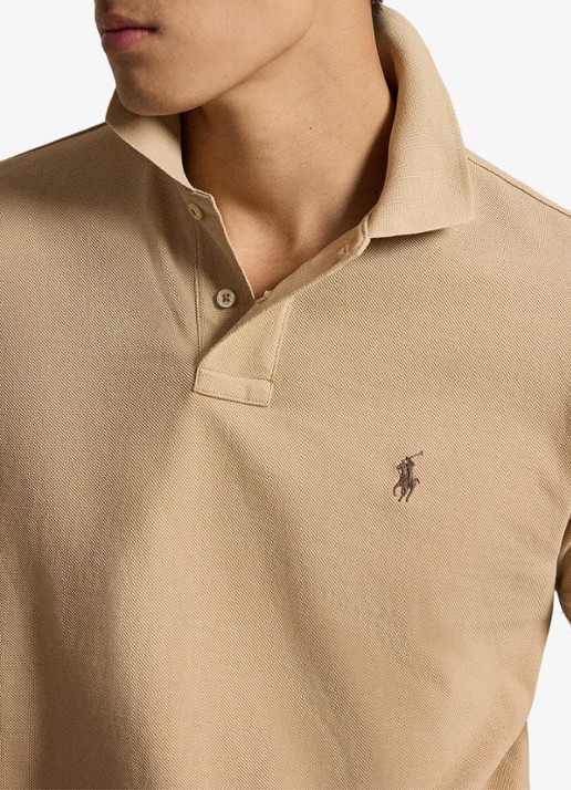 Ralph Lauren Custom slim fit polo van piqué katoen - detail 5 vintage khaki / khaki