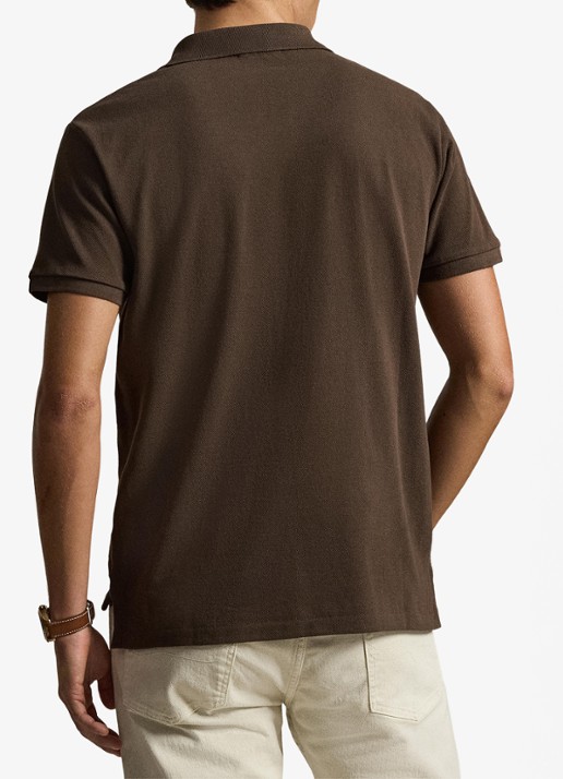 Ralph Lauren Custom slim fit polo van piqué katoen - achterkant 3 nutmeg brown / bruin