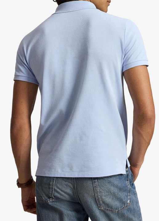 Ralph Lauren Custom slim fit polo van piqué katoen - achterkant pebble blue / blauw