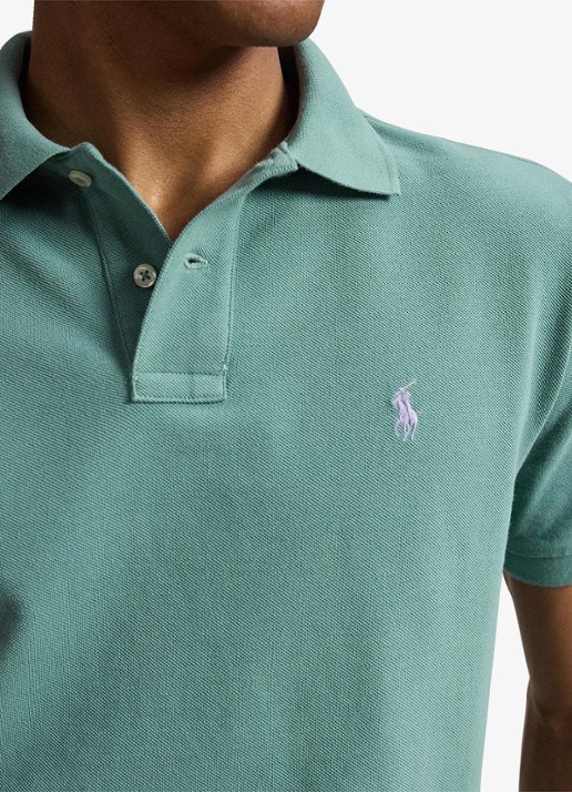 Ralph Lauren Custom slim fit polo van piqué katoen - detail 4 greenscape / groen