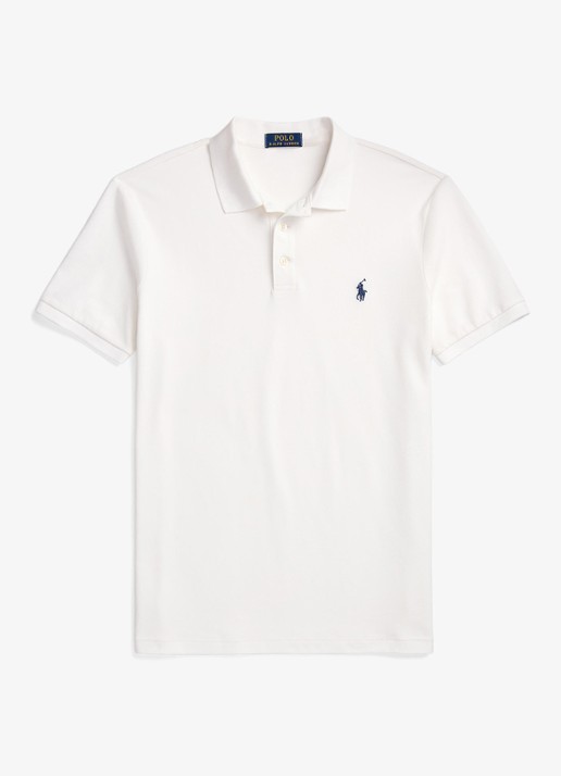 Ralph Lauren Custom slim fit stretch mesh Polo-shirt - voorkant 2 wit