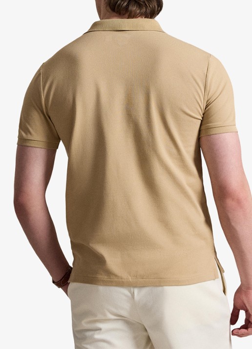 Ralph Lauren Custom slim fit stretch mesh Polo-shirt - achterkant 3 vintage khaki / khaki