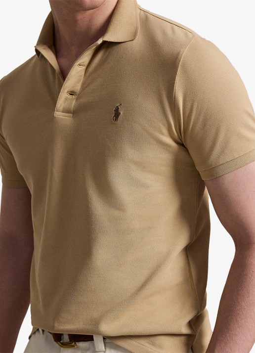 Ralph Lauren Custom slim fit stretch mesh Polo-shirt - detail 2 vintage khaki / khaki