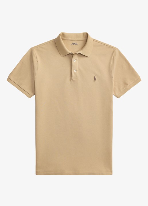 Ralph Lauren Custom slim fit stretch mesh Polo-shirt - voorkant 4 vintage khaki / khaki