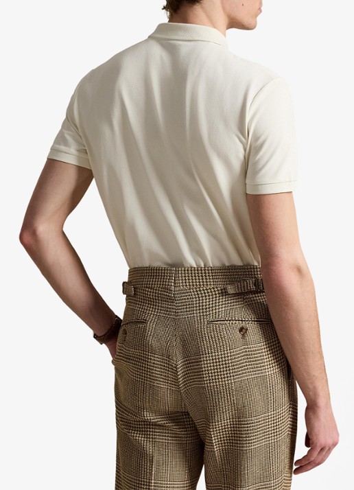 Ralph Lauren Custom slim fit stretch mesh Polo-shirt - achterkant 3 pale cream / crème