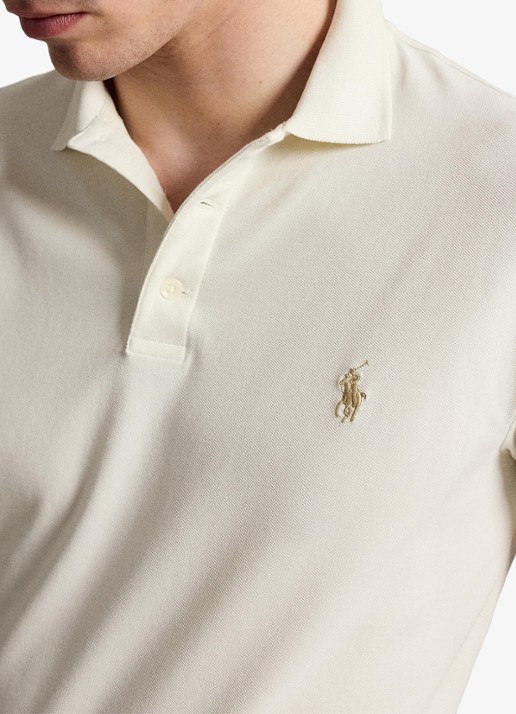 Ralph Lauren Custom slim fit stretch mesh Polo-shirt - detail 5 pale cream / crème