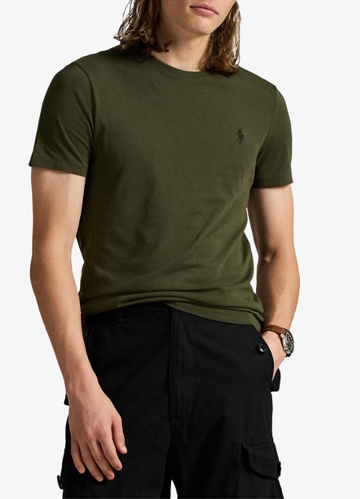 Ralph Lauren Custom slim fit T-shirt met logoborduring - detail company olive/c9760